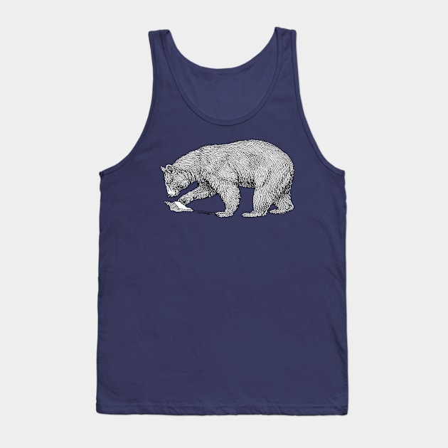 Mountain Bear Black On White Line Illustration Cut Out Tank Top by taiche